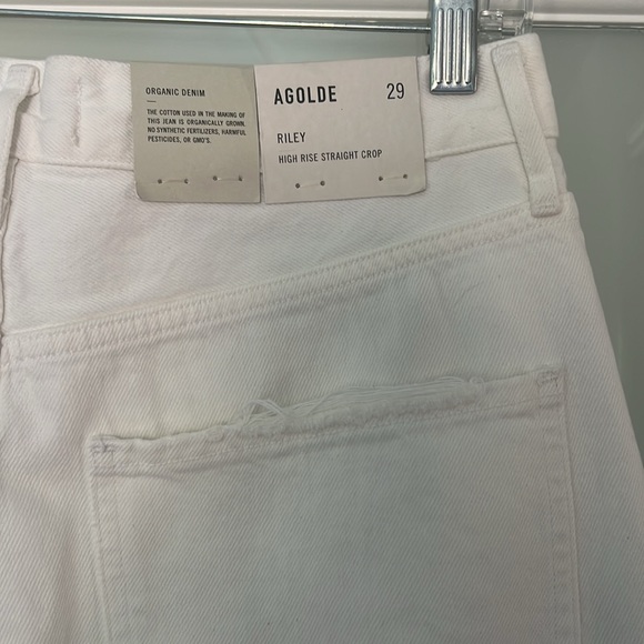 NWT Agolde Riley white, high rise, straight leg distressed jeans (size 29) - Picture 3 of 4